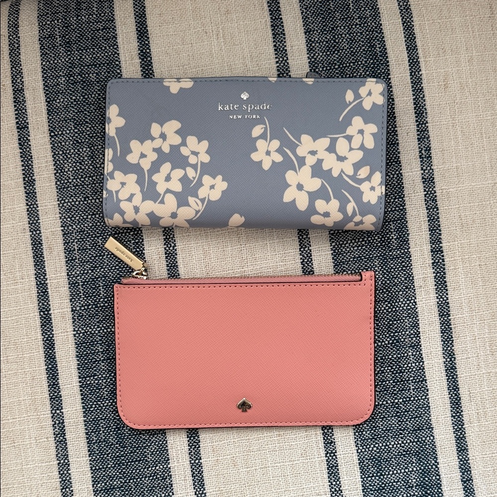 Kate Spade Floral Blue Wallet and Pink Card Holder